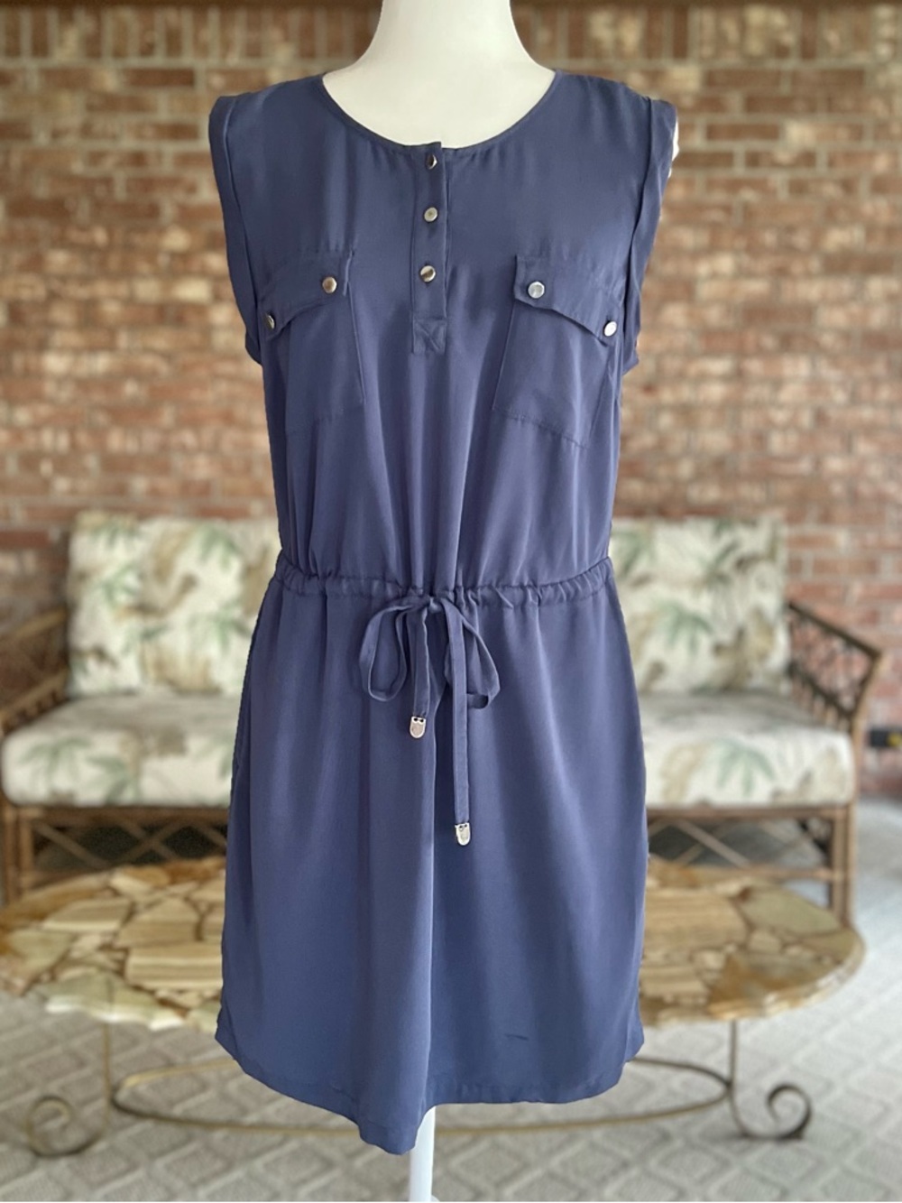 Alya Francesca’s Dress Blue Drawstring Waist Blouson Mini S Casual Travel - Picture 3 of 16
